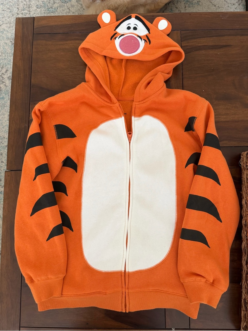 Disney Orange and White Tigger Hoodie Costume with Black Stripes